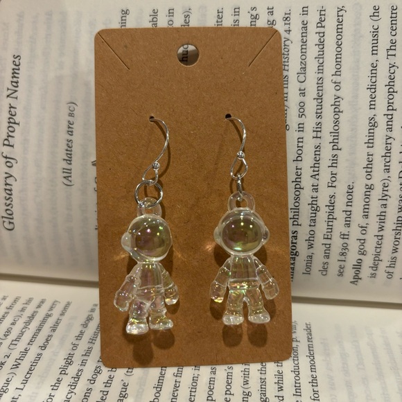 Astronaut Iridescent Sterling Silver Ball Hook Earrings NWT - Picture 6 of 6